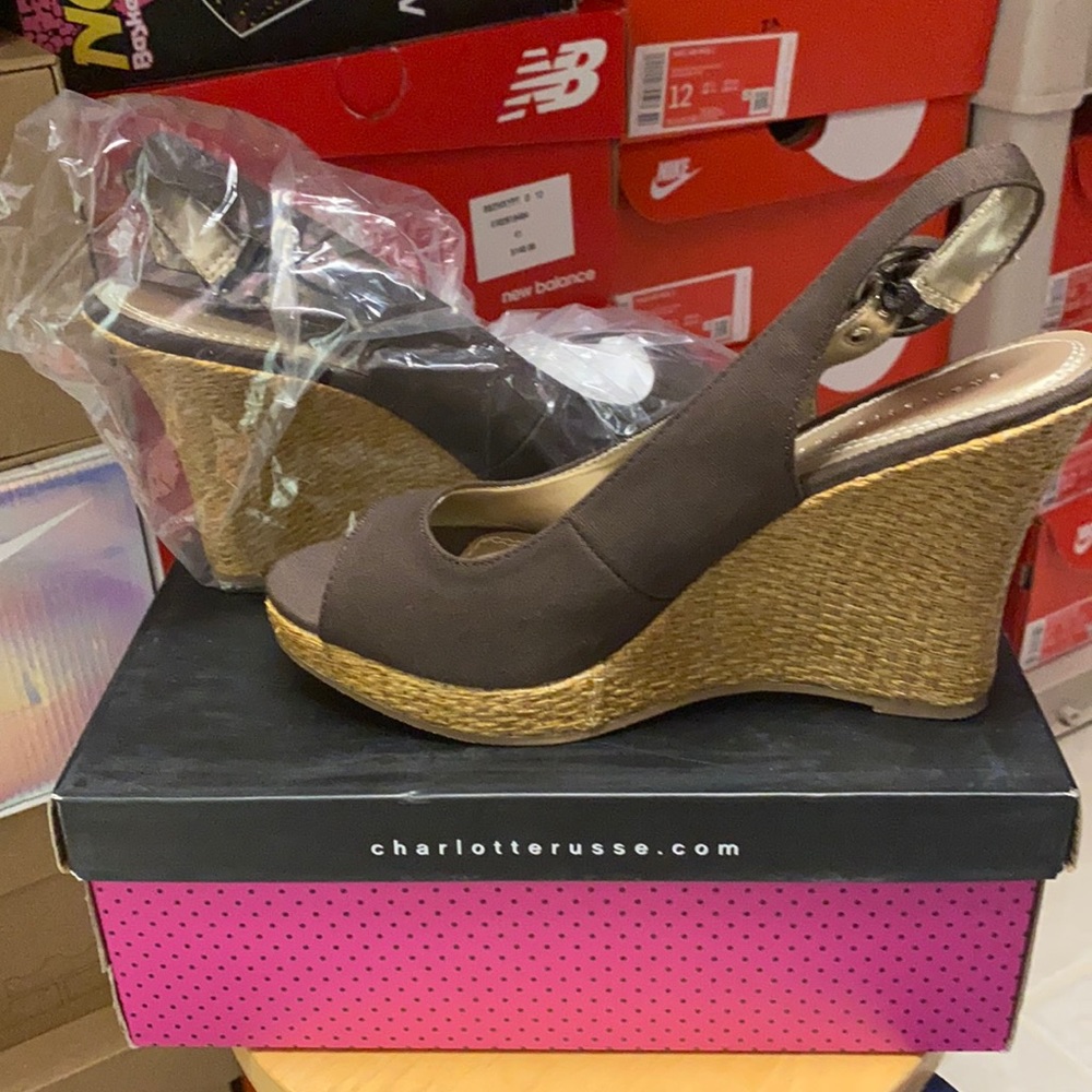 Brown Canvas Wedge